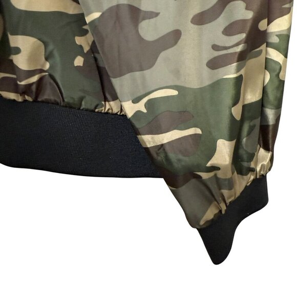 CALI 1850 Camo Bomber Jacket Plus Size 3X Green Womens Windbreaker Hoodie - Picture 6 of 9